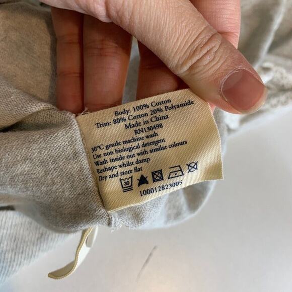 Jack Wills Cardigan Womens 8 Gray Cotton Button Front Lace Sleeve Sheer Panels - Picture 11 of 14